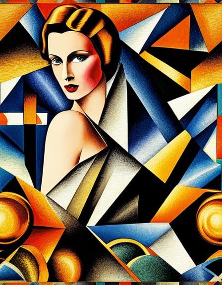 Geometric Metropolis in Art Nouveau Pop Art Style