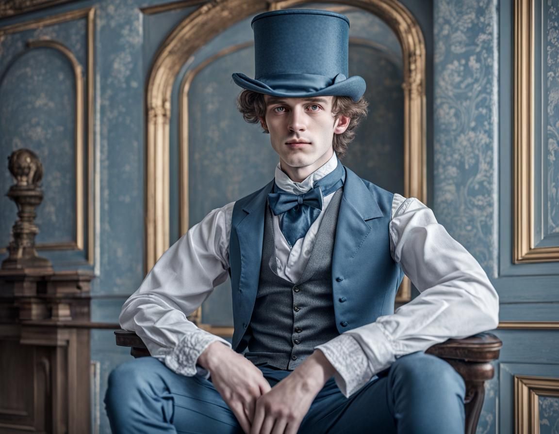 Victorian Man in Steel Blue Castle