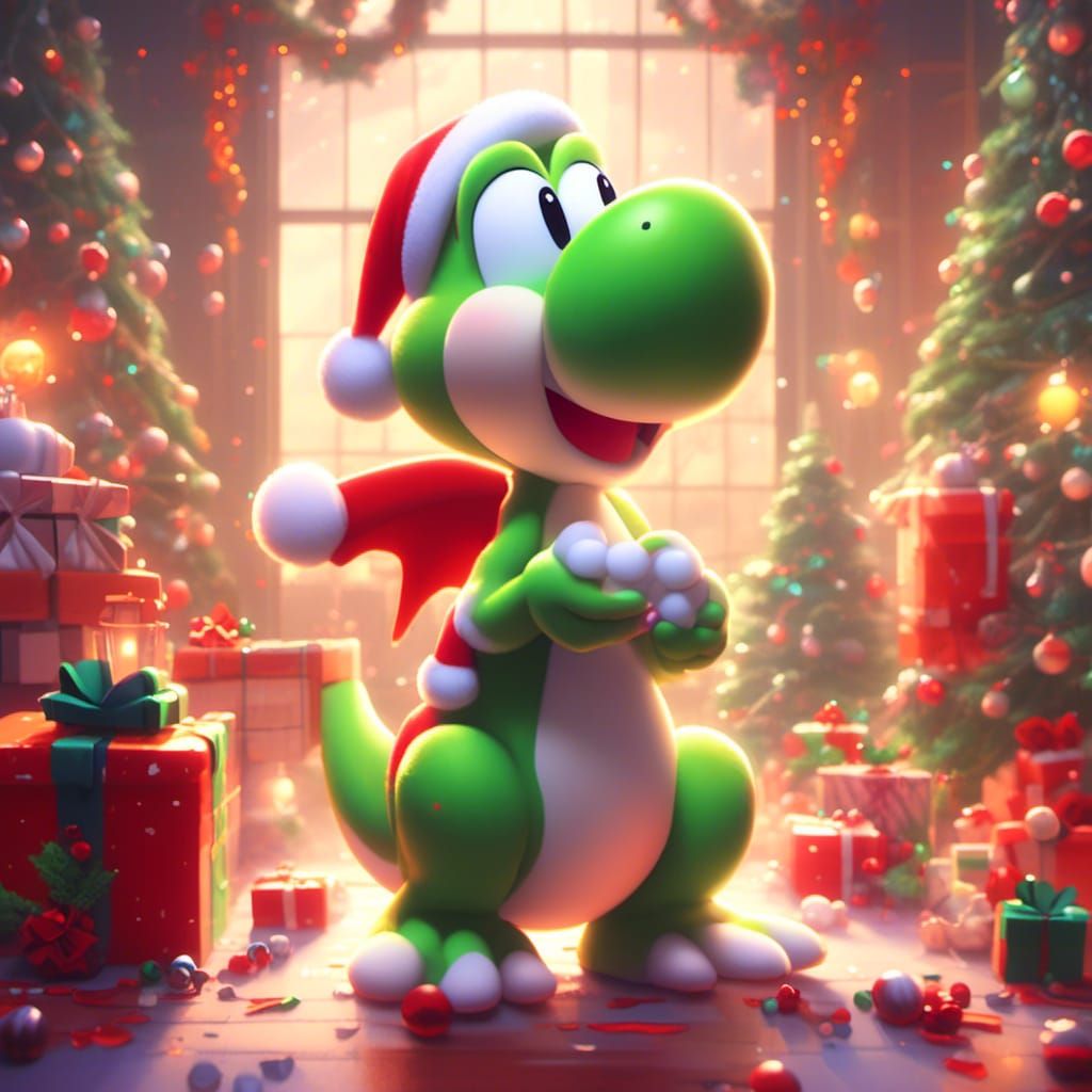 Yoshi's Christmas Party: A 2D Cartoon Painting