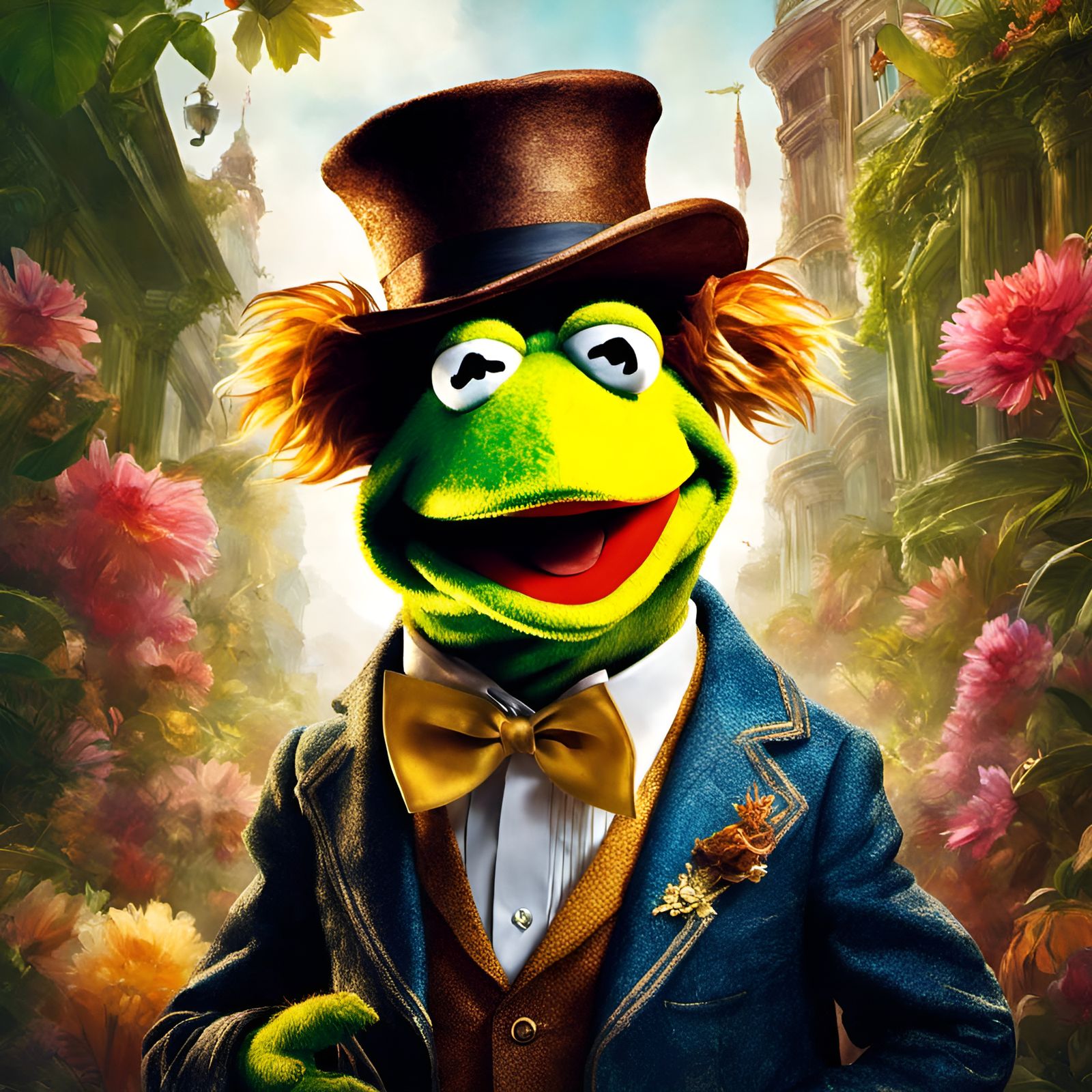 Kermit as Fozzie: A Digital Character Portrait
