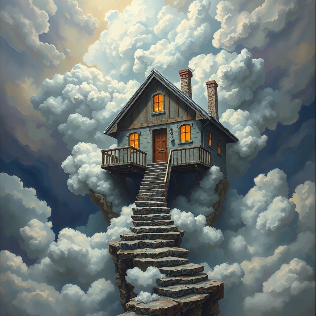 Surreal Ascension in a Whimsical Rubber House