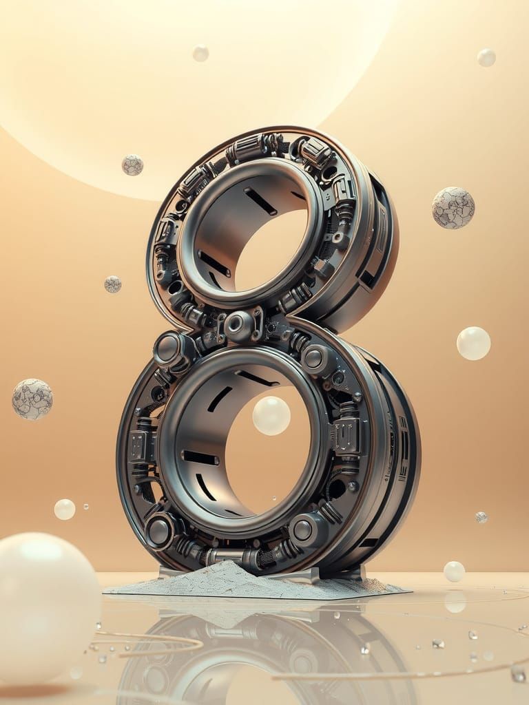 Surreal 8 Melts in Oil-Painted Dreamscape with Intricate Mec...