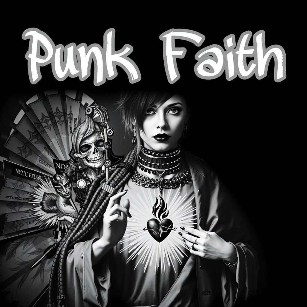 Goth Punk Icon With Geometric Wings Portrait