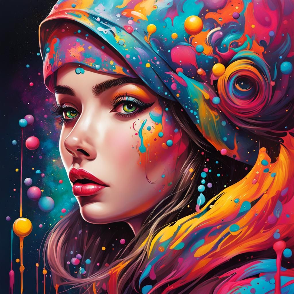 Fairy Girl in Colorful Graffiti Art Style