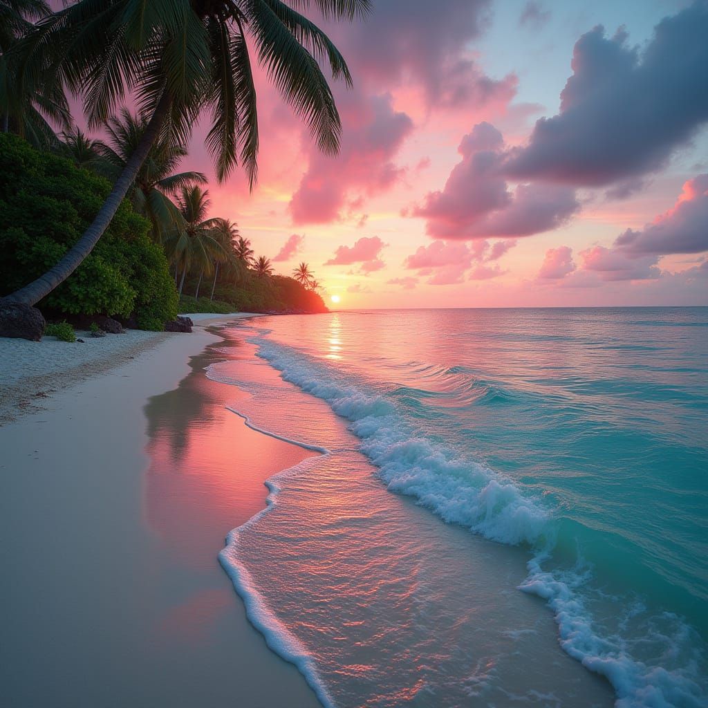 Tropical Beach Sunset in Luxury Travel Style