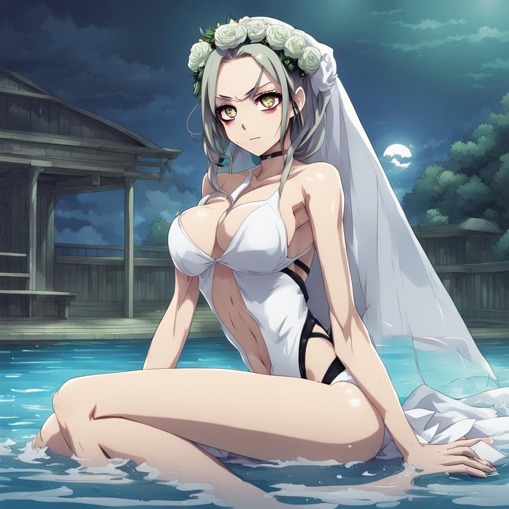 Frankenstein Bride in Swimwear: Anime Style