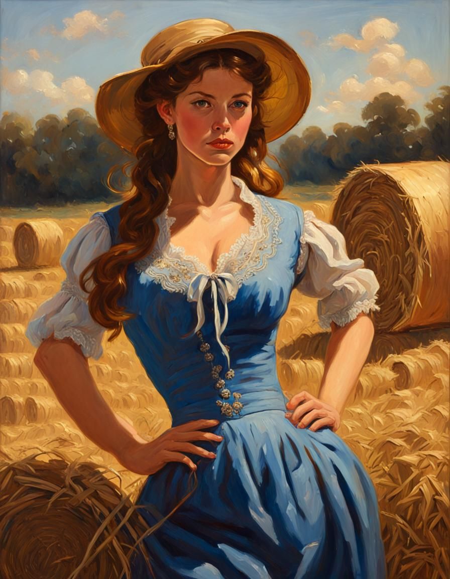 Colonial Pin-Up Girl in Oil Painting Style