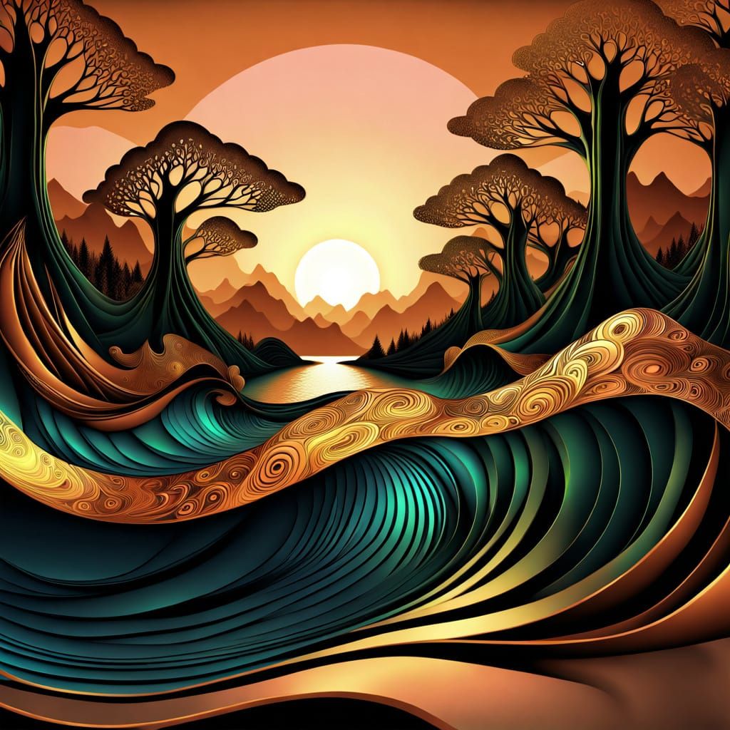 Ethereal Elven Scene in Golden Hour Light