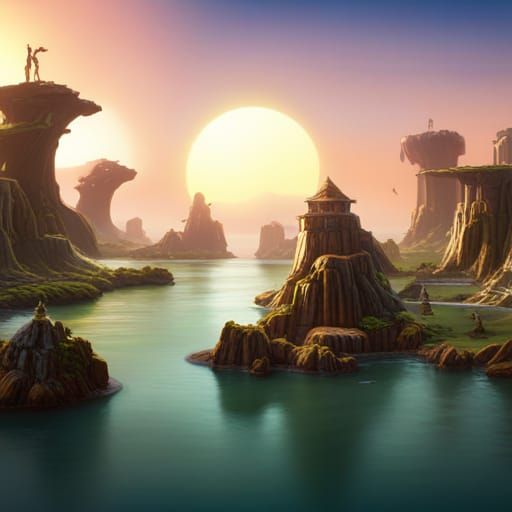 Fantastical Floating Islands Concept Art
