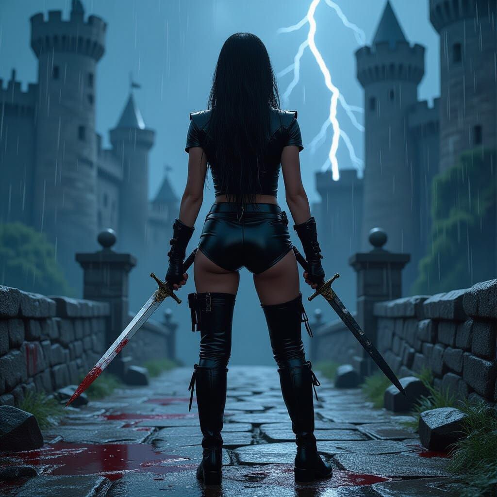 Victorian Woman in Rainstorm: Fantasy Concept Art