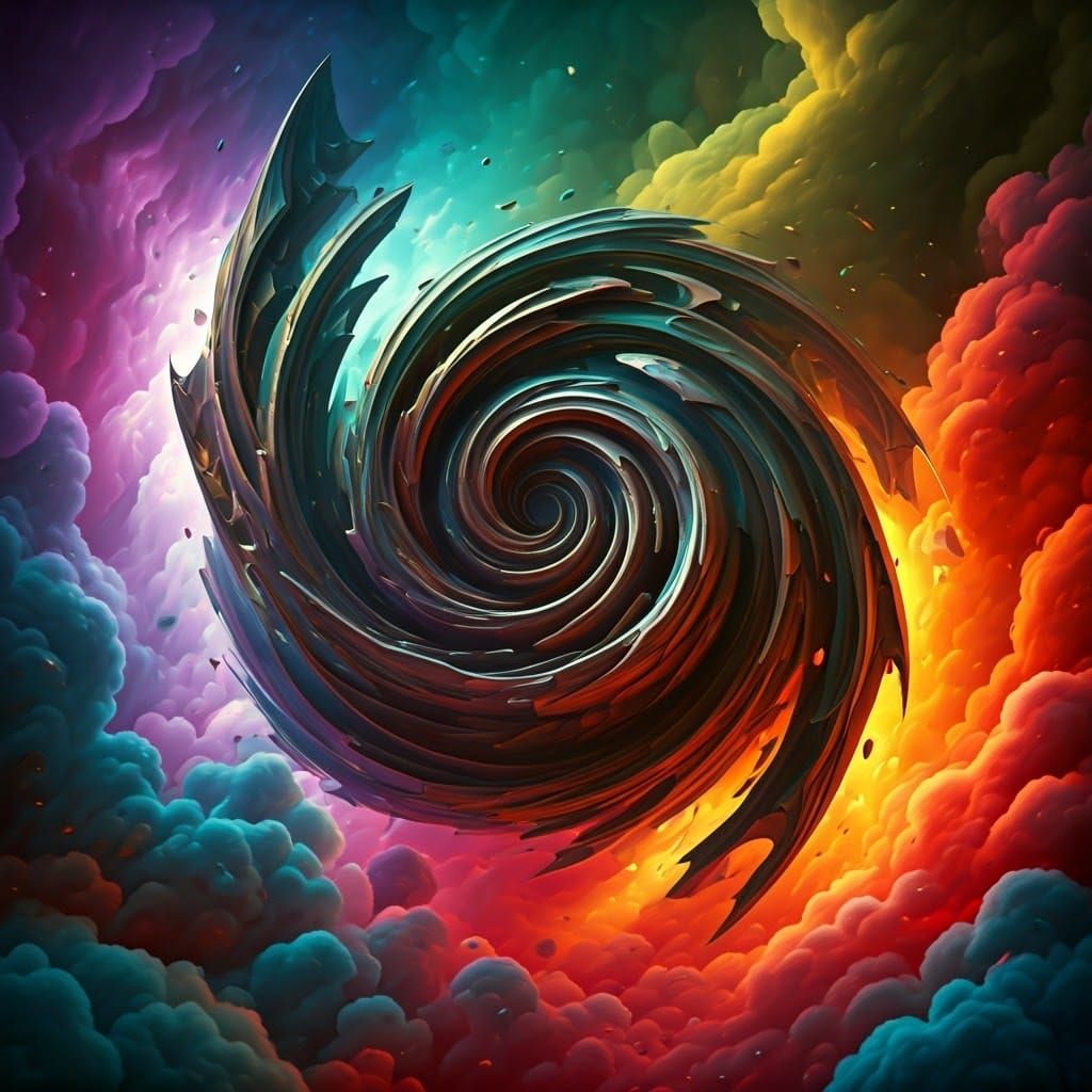 Iridescent Cyclone of Smoke in Cyberpunk Style