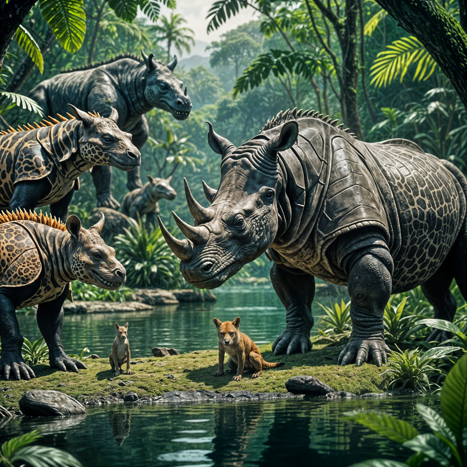 Prehistoric Hybrids in Jungle: Fantasy Wildlife