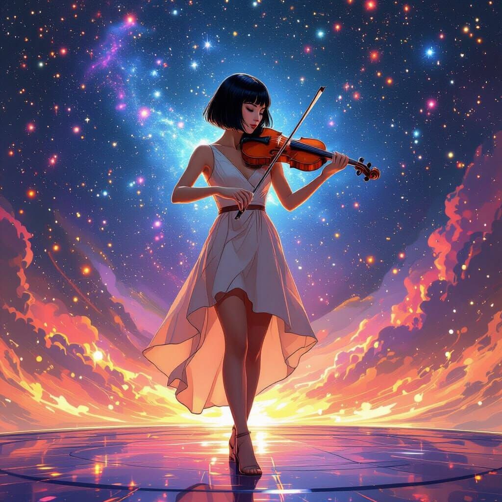 Cosmic Violinist: Digital Painting in Thorp, Stalenhag, Lois...