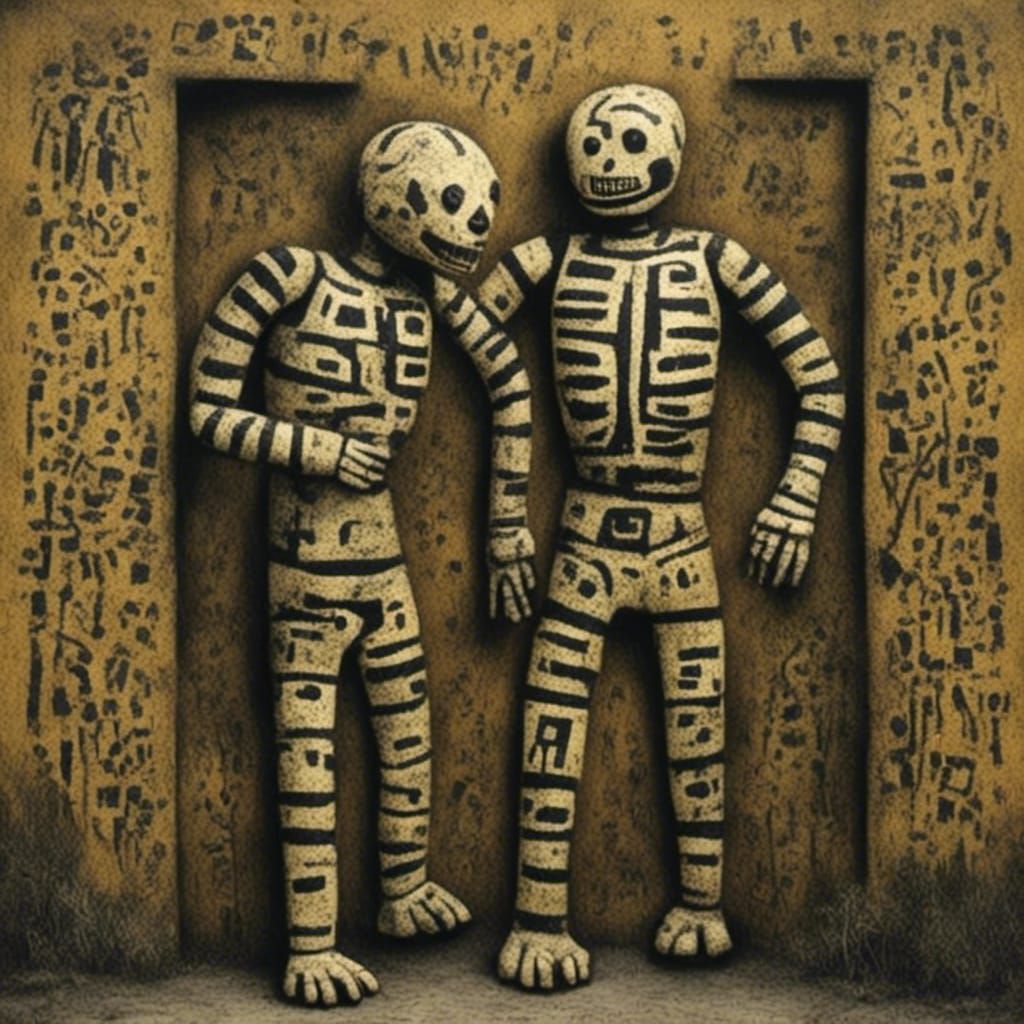 Abstract Figures in Dubuffet and Graffiti Style