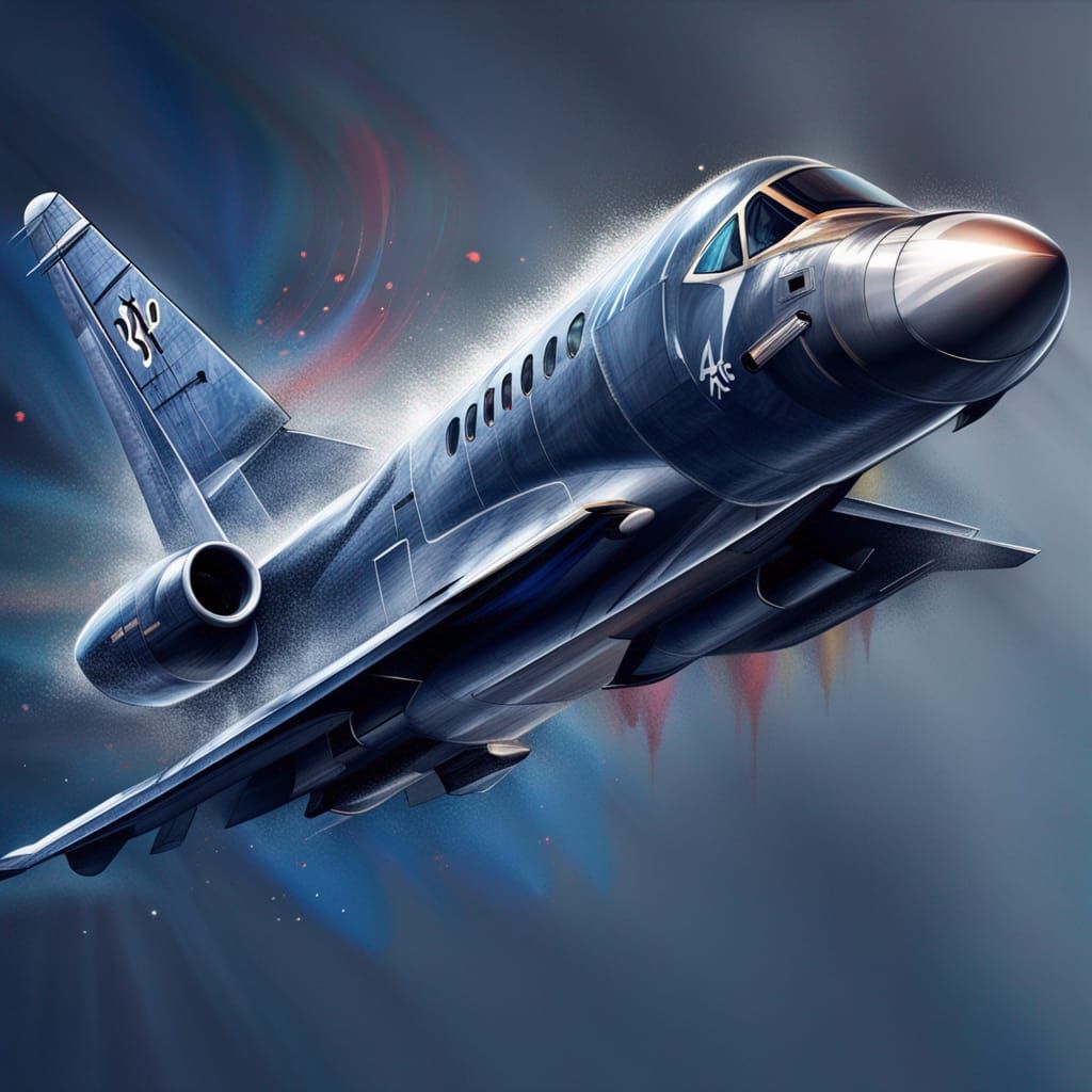 Hyperrealistic Jet in Flight: Splash Art Concept