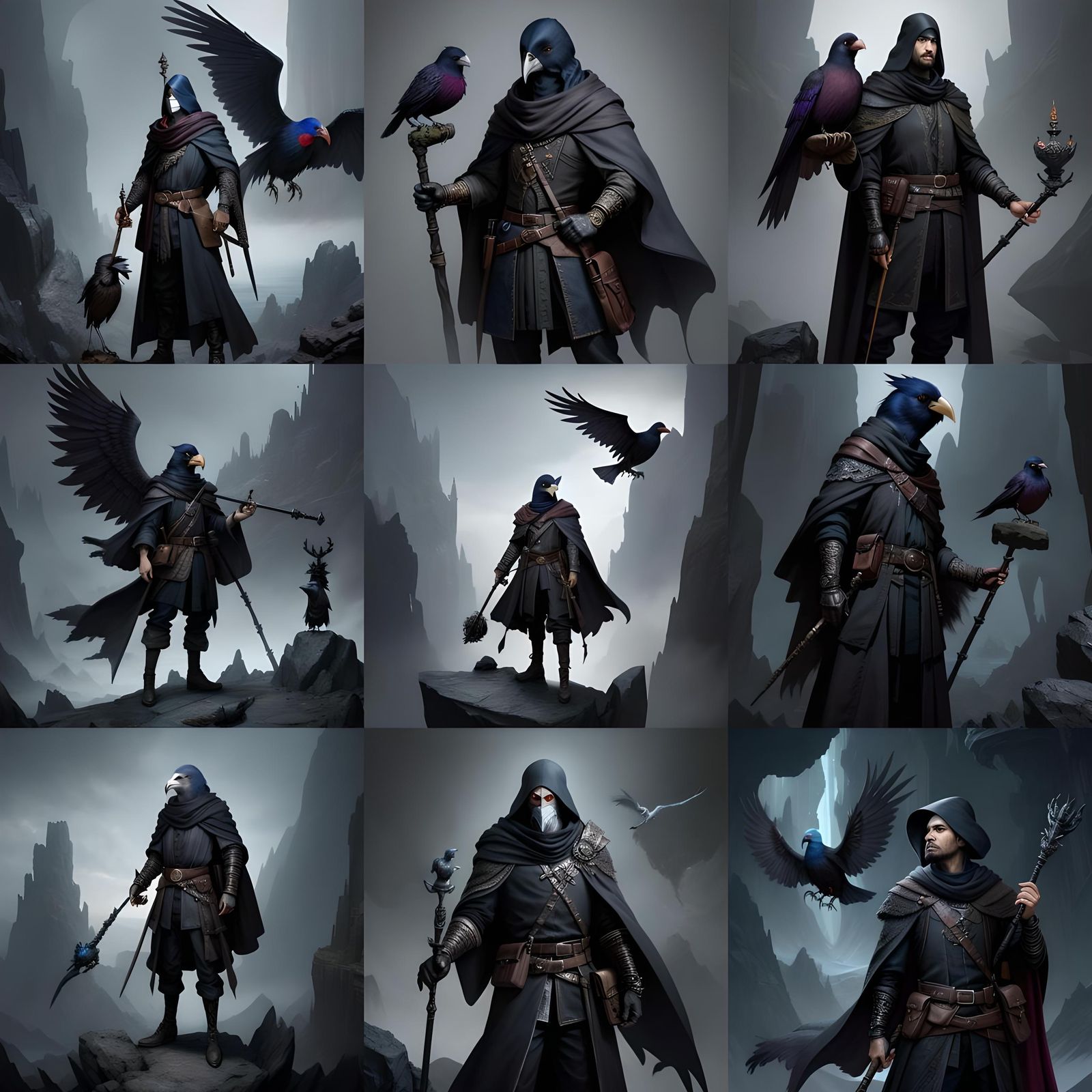 Kenku Sorcerer Portrait in Detailed Matte Painting