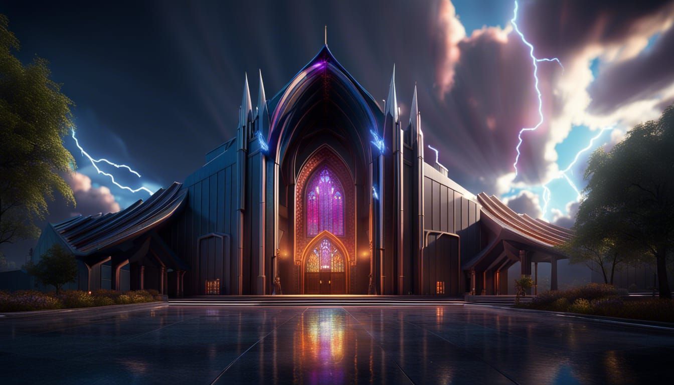 Epic Modern Church Building in Detailed Matte Painting
