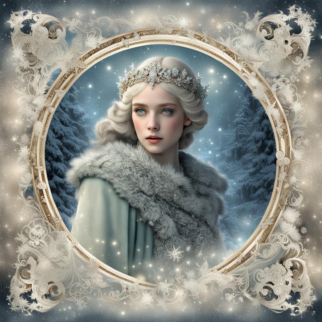 Elegant Snowflake in Digital Romantic Style