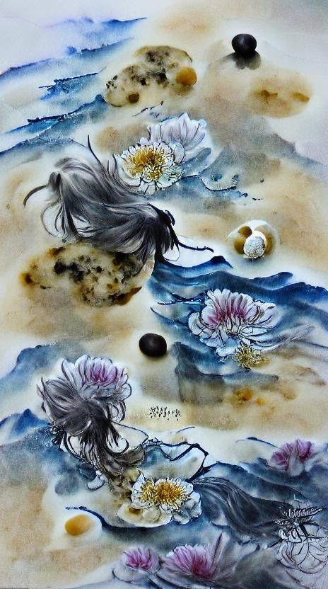 ⽔流元⼊海 ⽉落不離天 Scoop up water, and the moon is in your hands; toy with flowers, and their scent is in your clothes.
