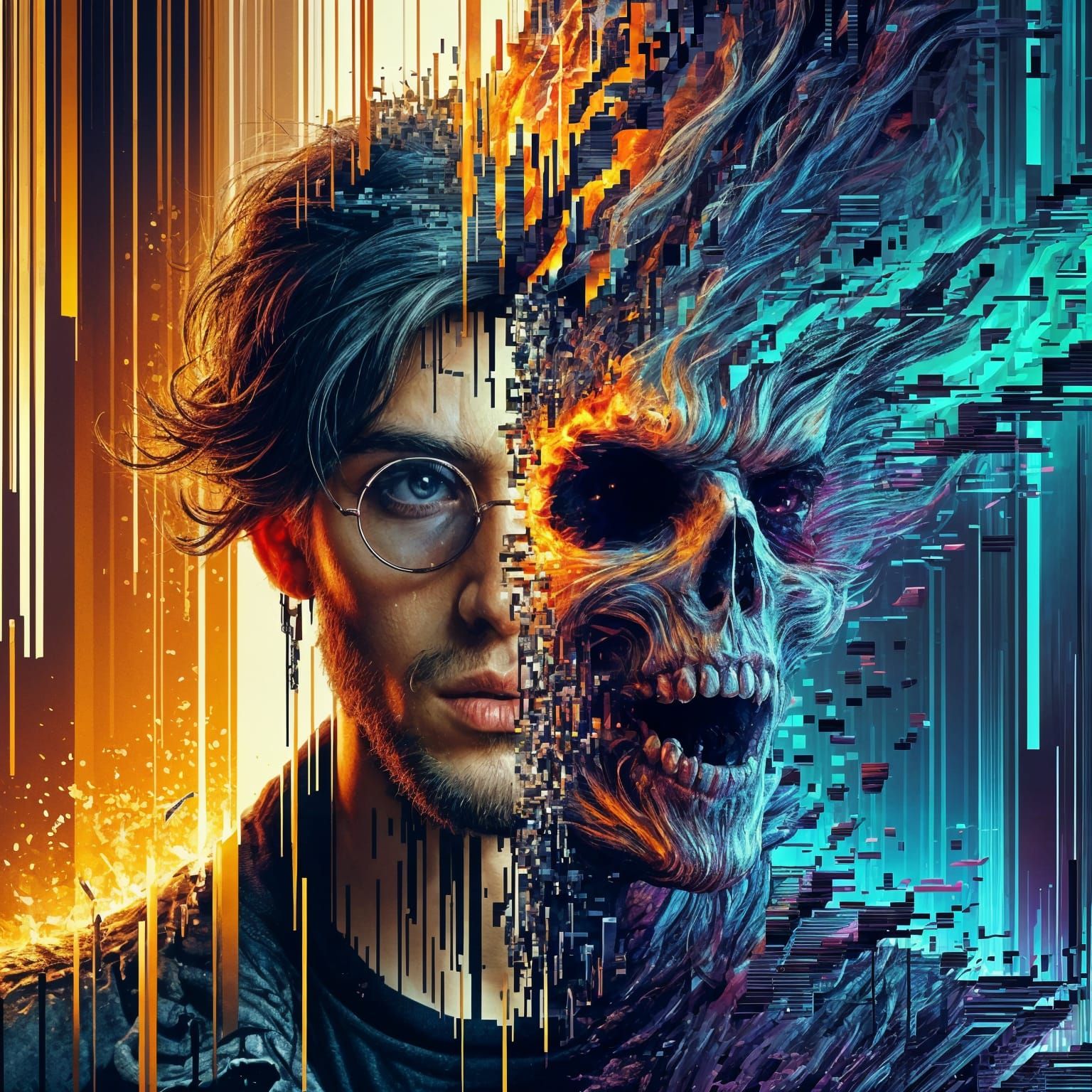 Glitch Portrait - Releasing the Demon Within