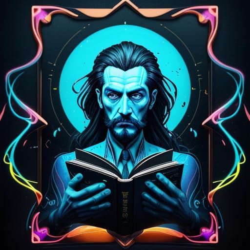 Surreal Portrait with Book and Electronic Ink