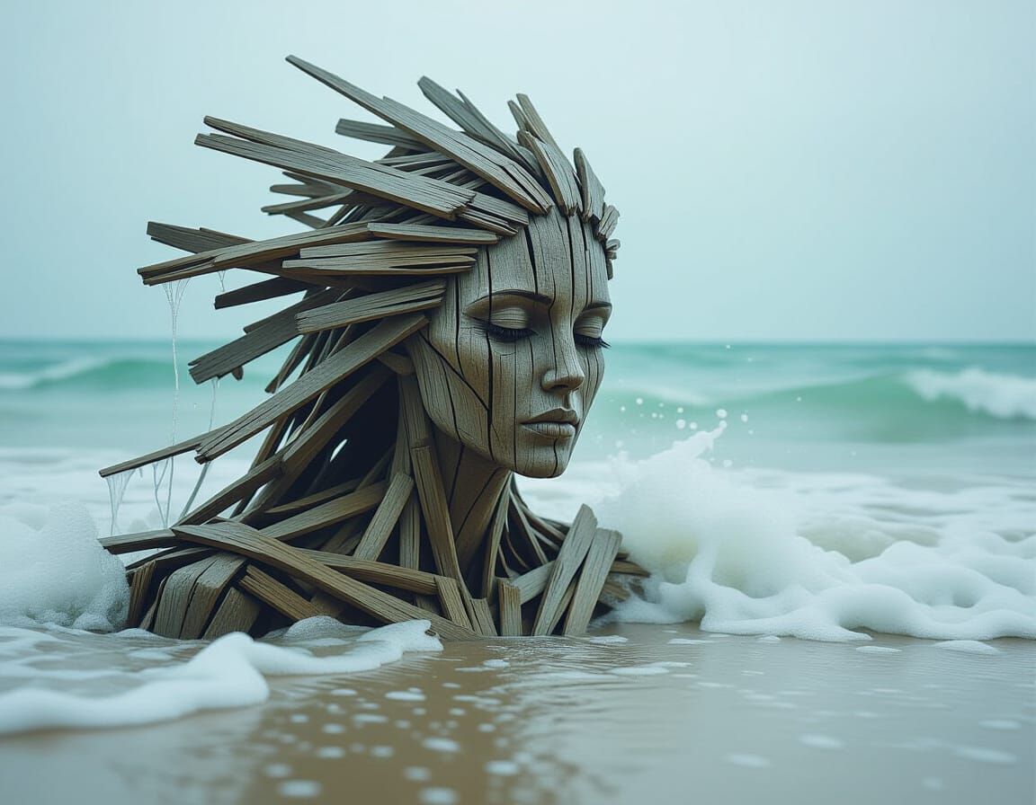 Driftwood Siren Emerging from the Ocean