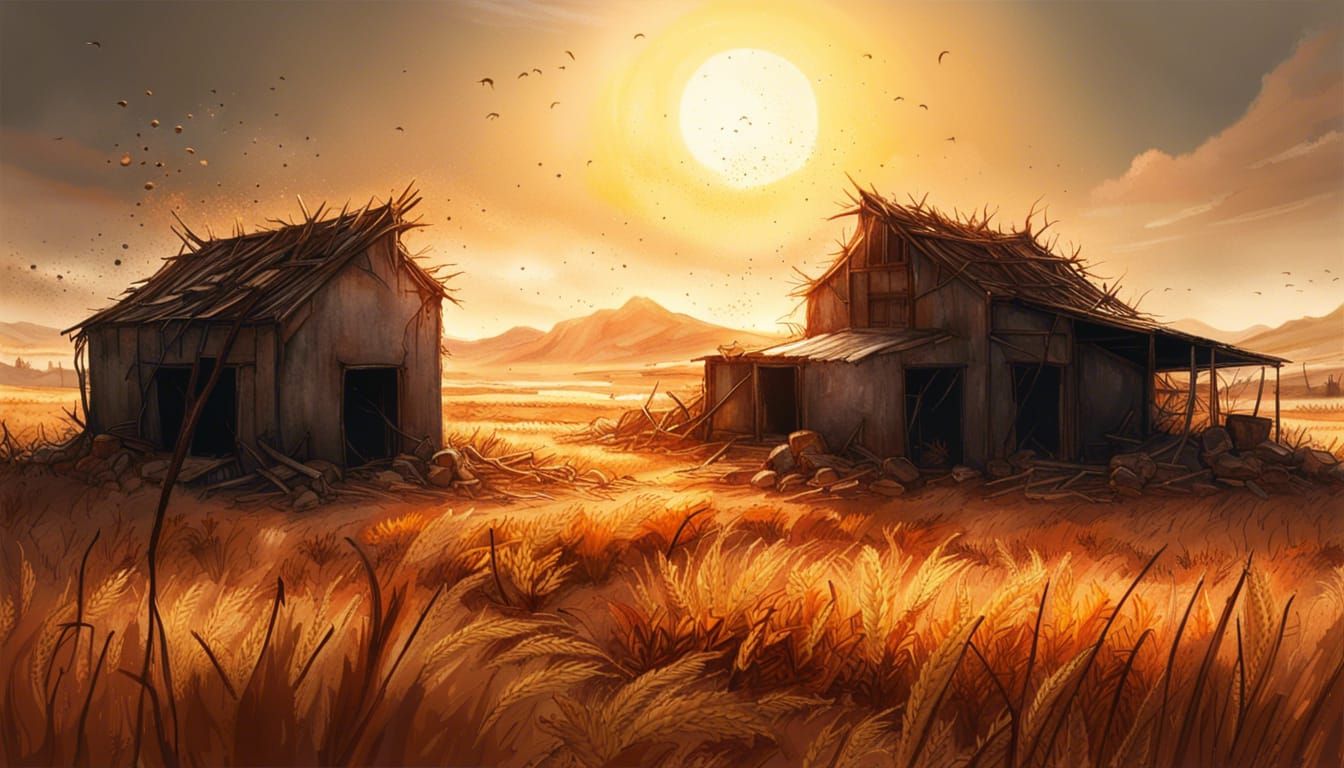 Arid Valley with Burning Sun: Hyperrealistic Art