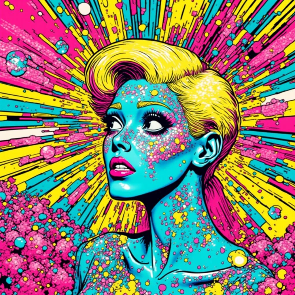 Fabulous Alien Queen Cereal Mascot in 80s Pop Art