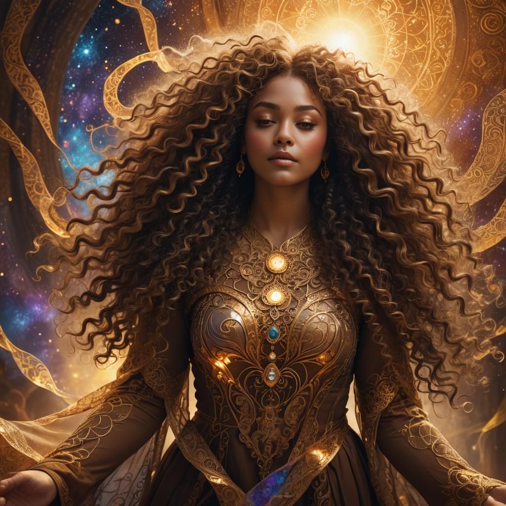 Ethereal Portrait: Plus-Size Woman's Spiritual Awakening