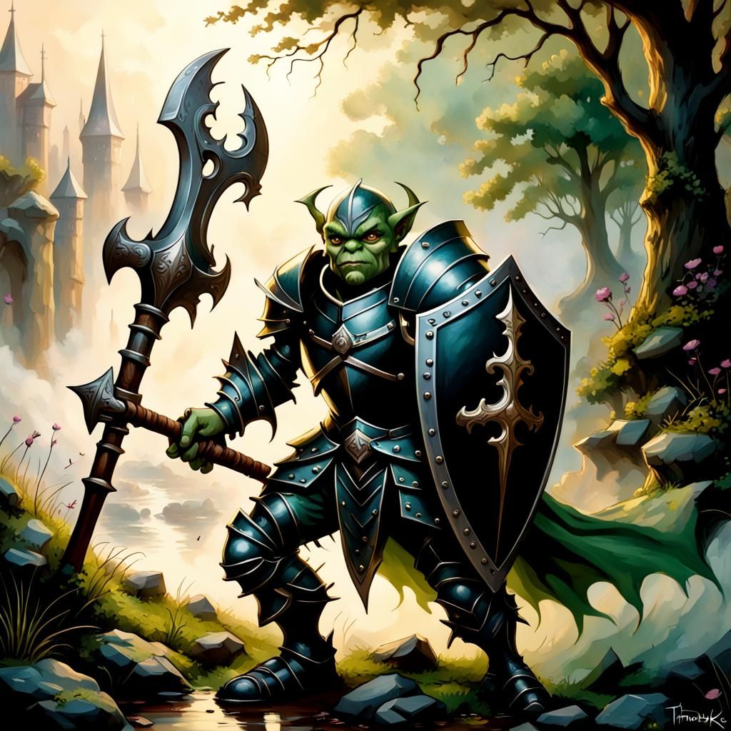Green Goblin Knight in Black Armor