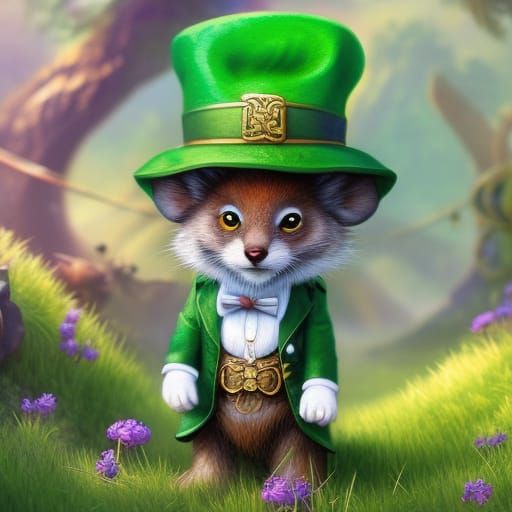 Happy Leprechaun Mouse in Comic Book Art Style