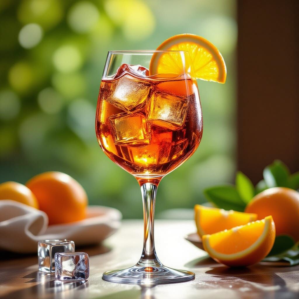 Vibrant Aperol Spritz Cocktail Glowing in Summer Sun