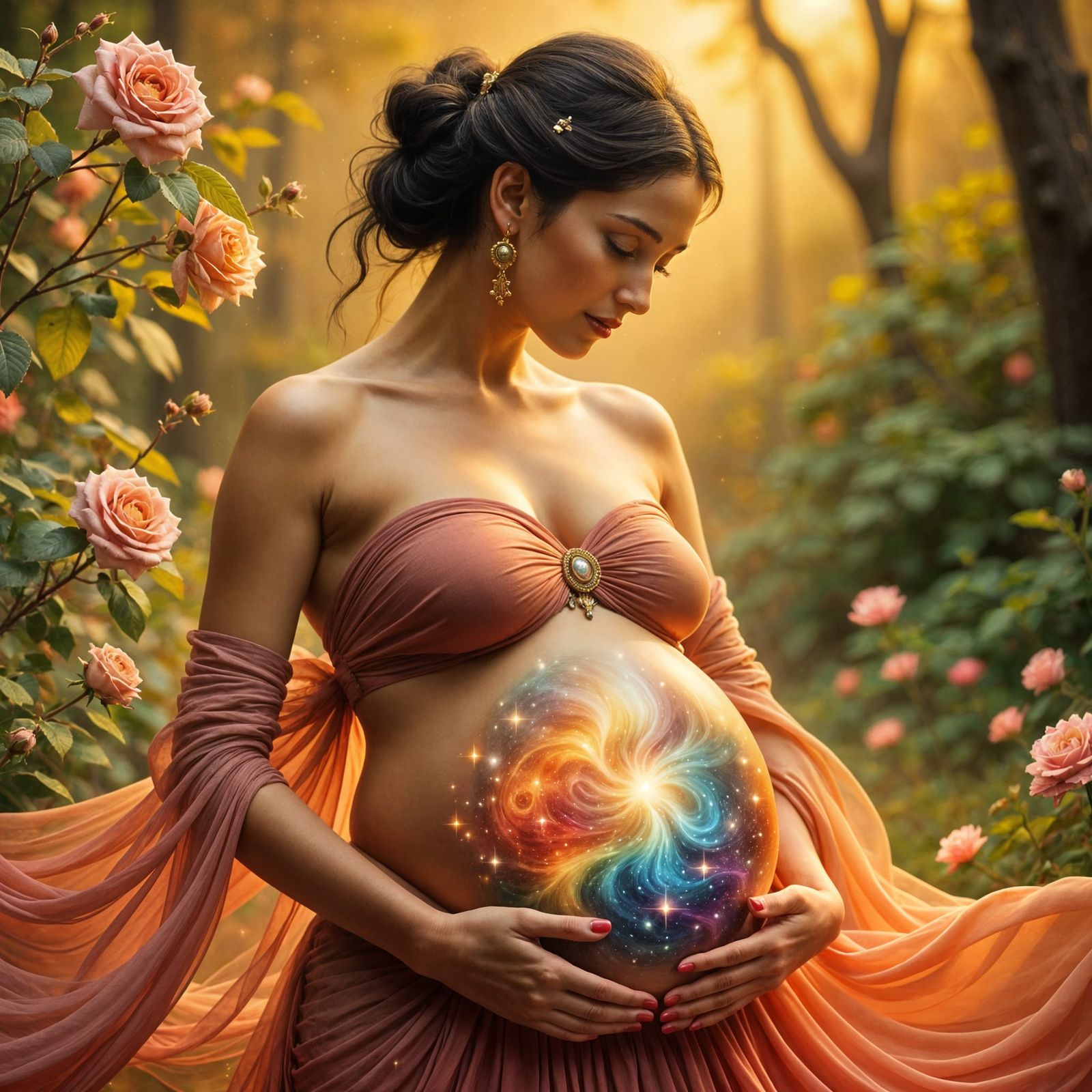 Pregnant Woman's Belly Reveals Dreamlike Universe