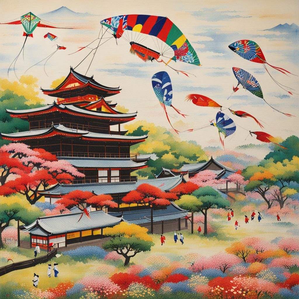 Japanese Kite Fighting Competition in the Sky
