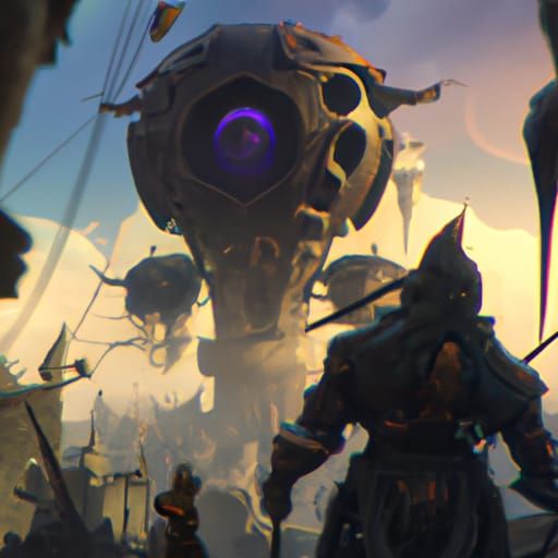 Detailed Matte Painting of Warfare in Deep Color