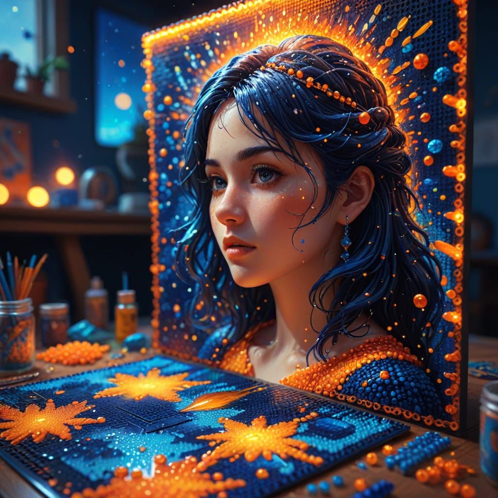 Creating Perler Bead Art in Oil Painting Style