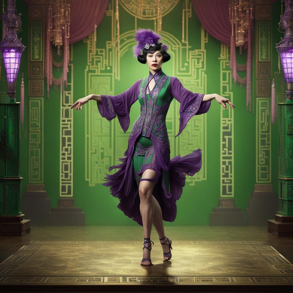 Vaudeville Hypnotist Portrait in Green and Purple