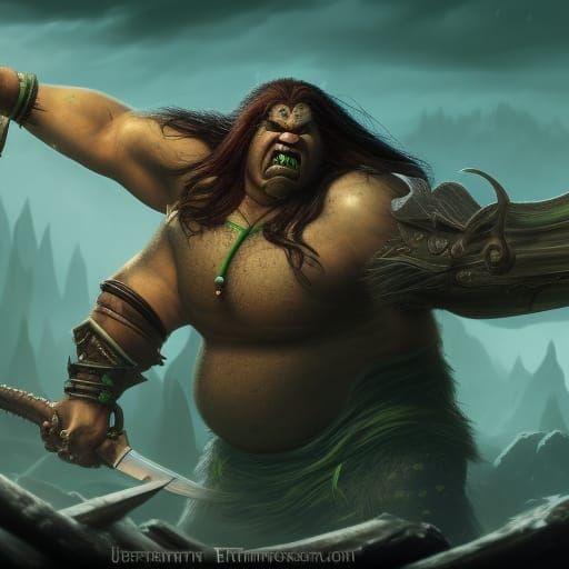 Green Orc Barbarian Concept Art