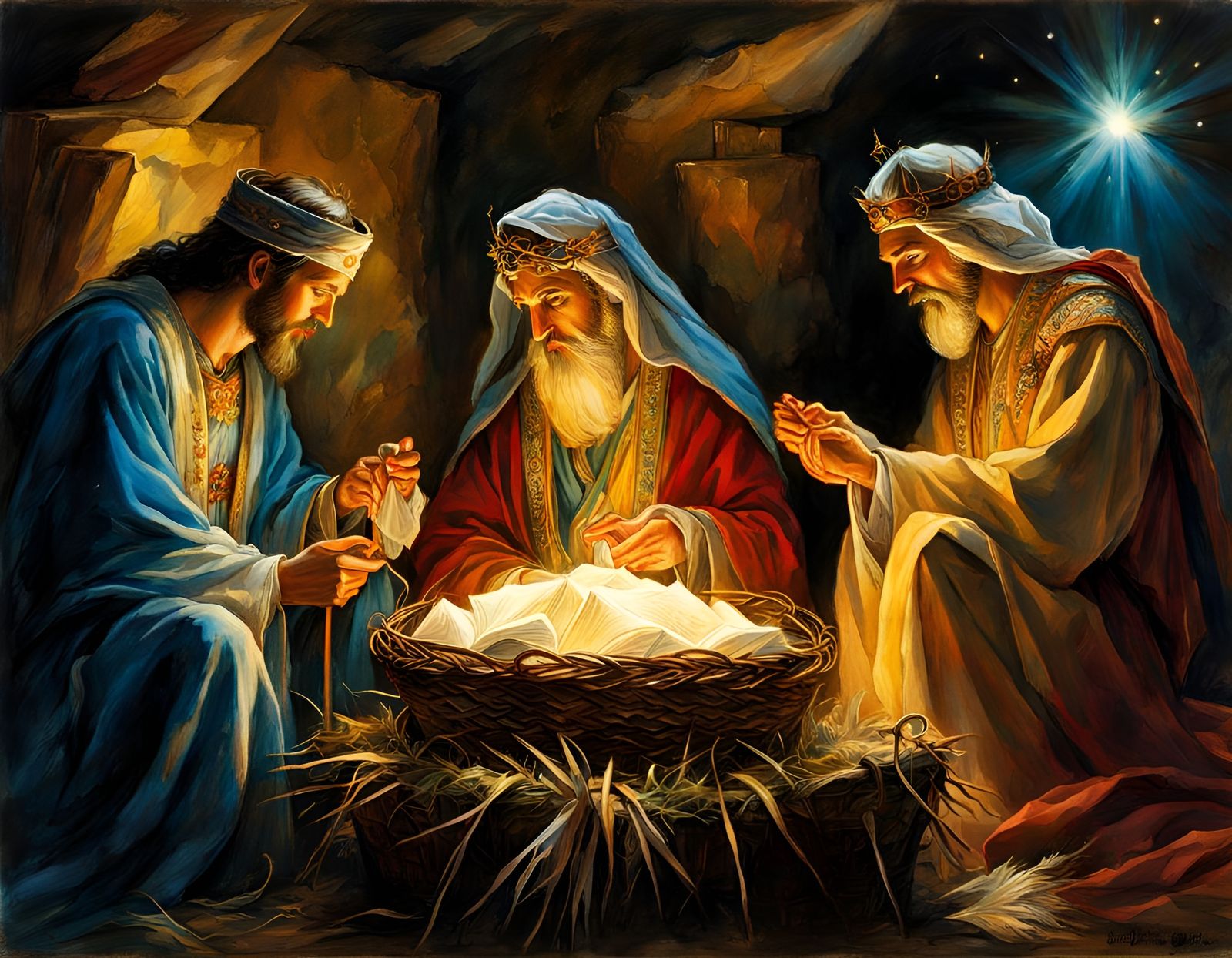 Three Wise Men at the Manger: Renaissance Painting