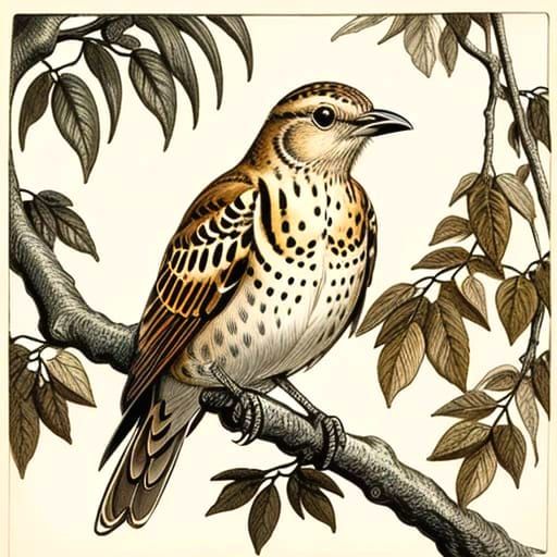 Audubon Thrush Engraving Art