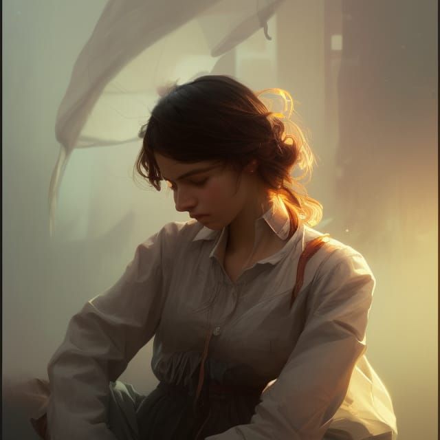 Garments Worker Woman Portrait in Hyperdetailed Style