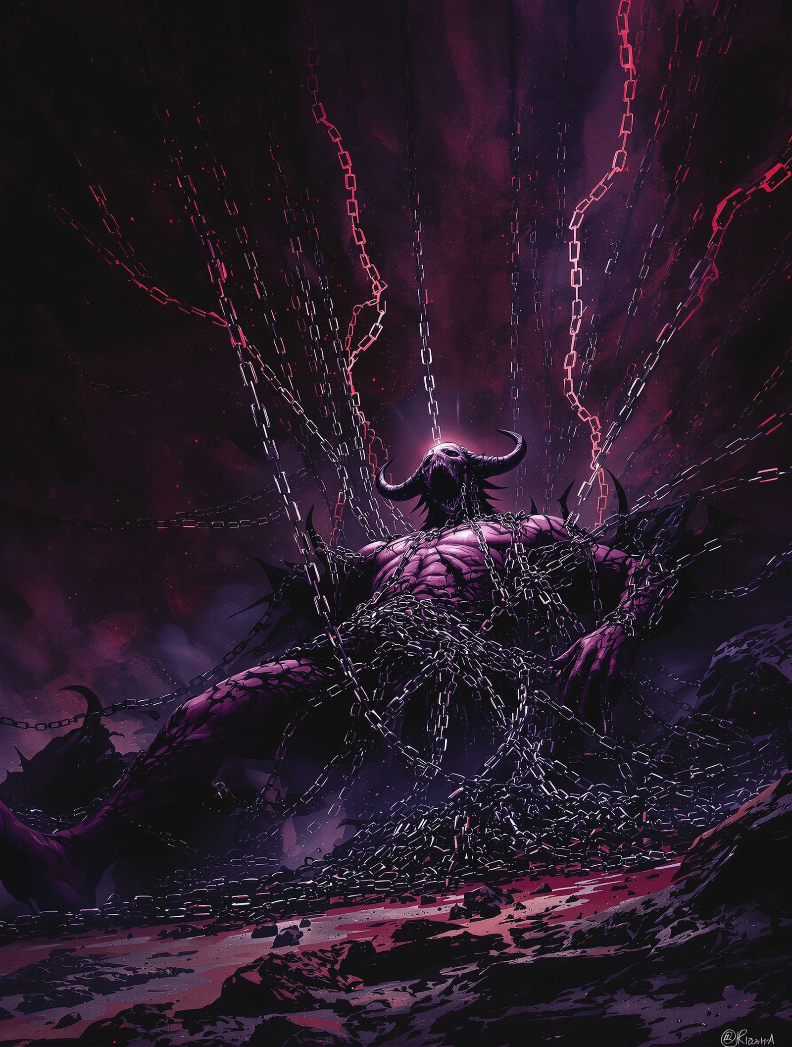 Gothic Fantasy Art of Mazoku Jinn's Collapse