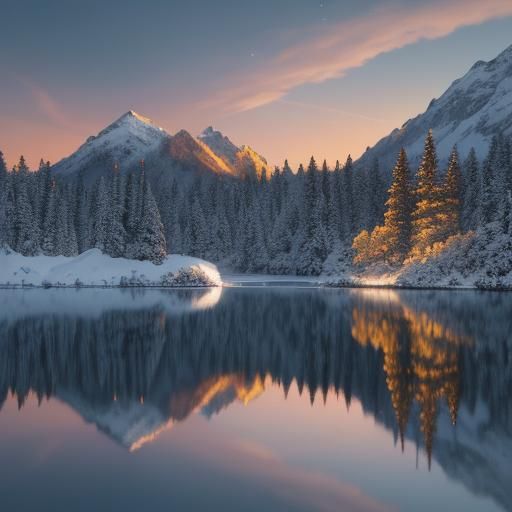 Wolf by Serene Lake: Digital Matte Painting