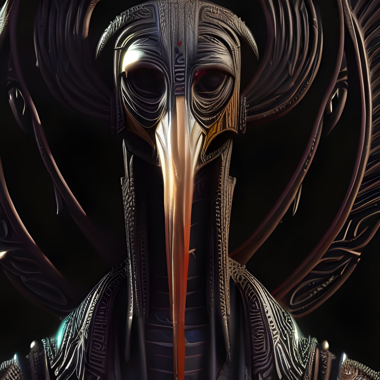 Egyptian God Thoth in Futuristic Ibis Portrait