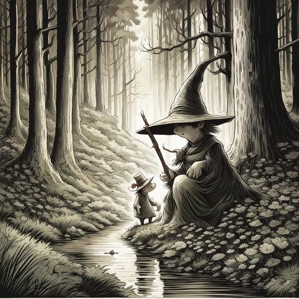 Moomintroll and Snufkin Comic Book Art