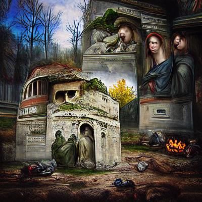 Renaissance Mausoleum in Haunted Graveyard