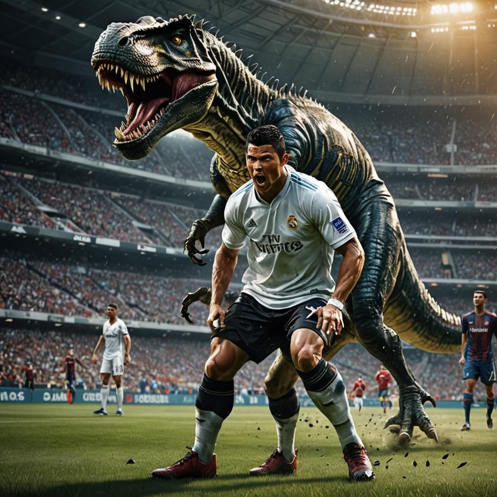 Ronaldo and T-Rex: Hyper-Realistic Digital Art