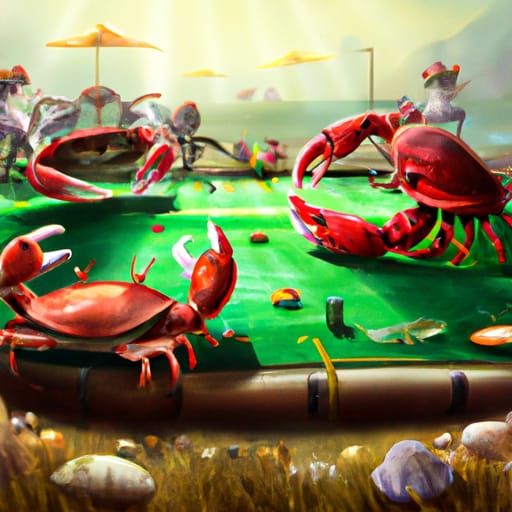 Hyperrealistic Crabs Playing Craps: Detailed Digital Illustr...