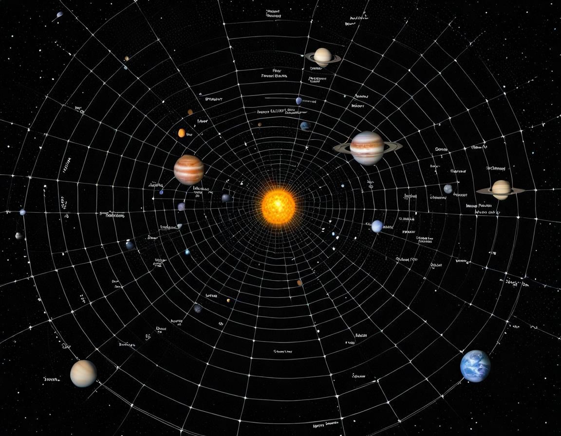 Solar System Perspective Plane Held by Spiderweb