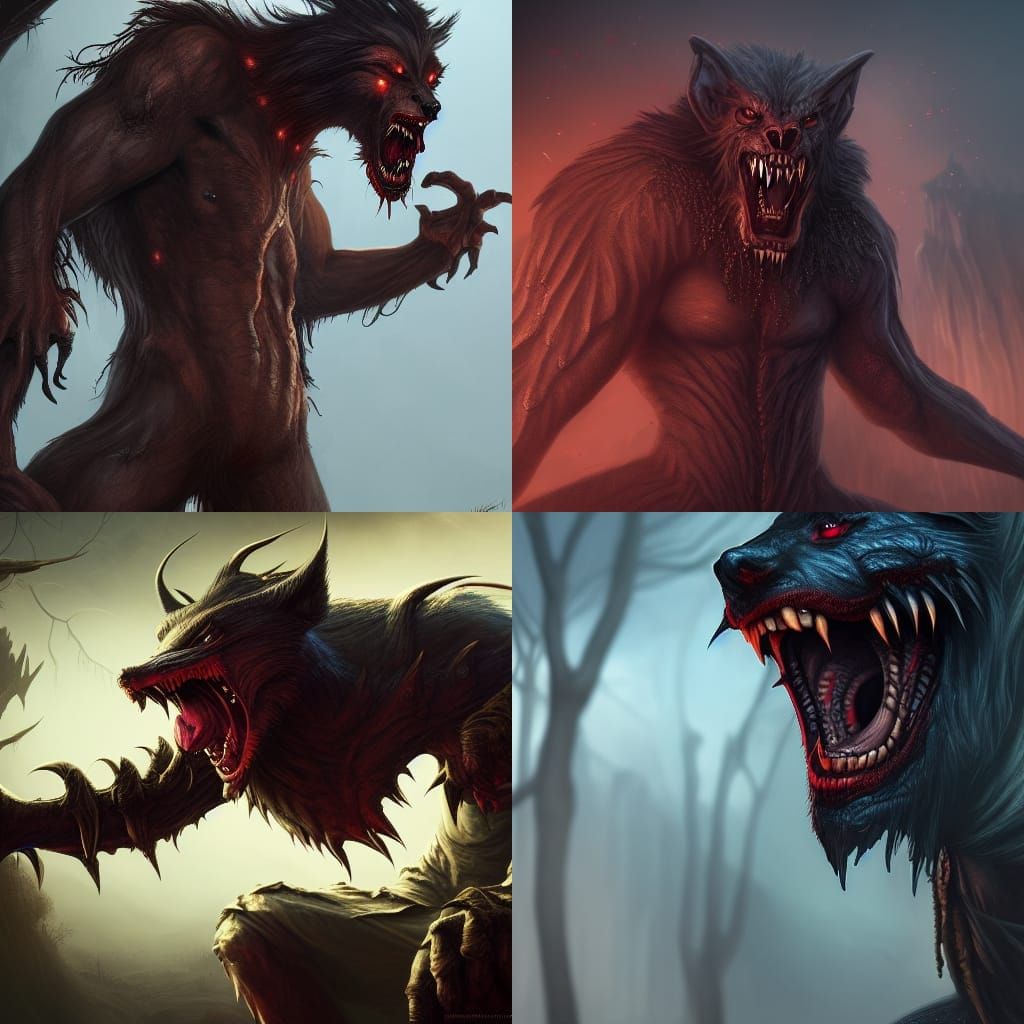 Detailed Vampire Werewolf Fantasy Concept Art